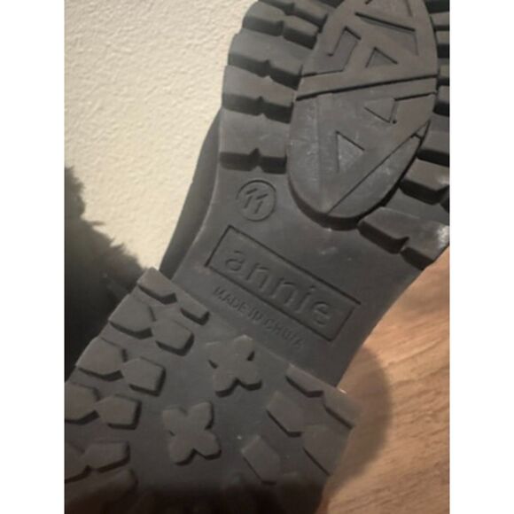 Annie Black Girl Heel Booties with Cute Button/Crystal with Faux Fur Size 11 - Picture 2 of 10